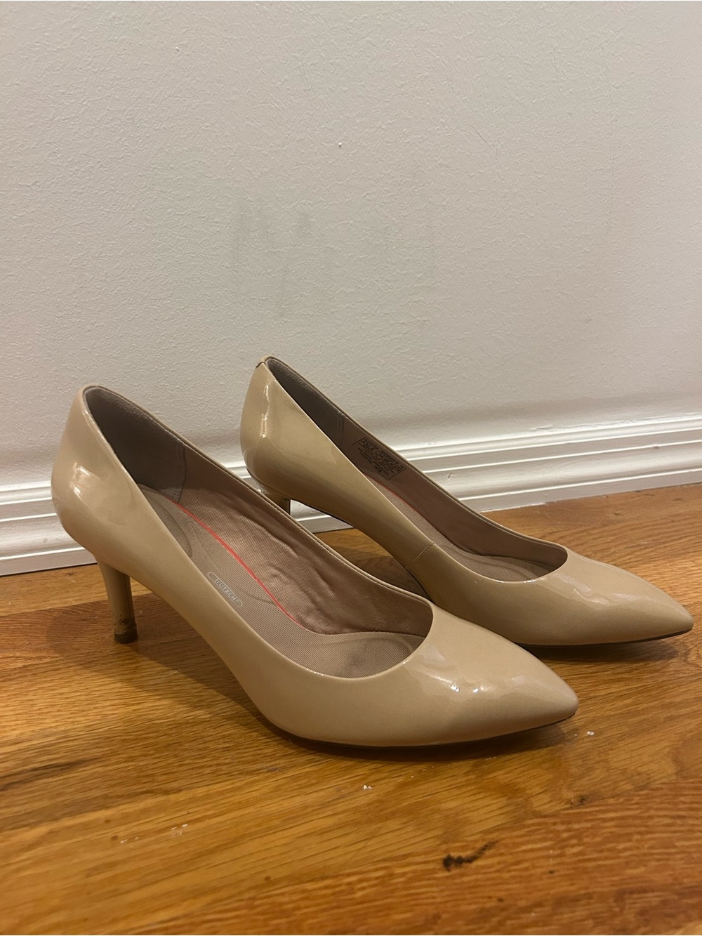 Rockport Beige Patent Pointed-Toe Pumps